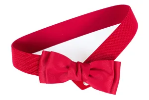 Red elastic waist belt for women with bowknot dress accessory fashion simple waist cincher