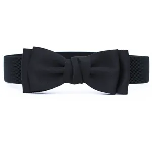 Women Fashion Casual Elastic Stretch Bowknot Waist Belt Sweet Dress Waistband