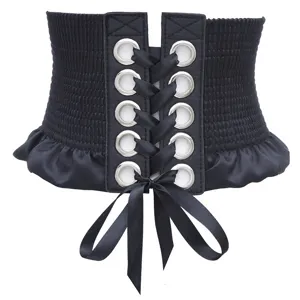 Cinturón Corsé Elástico Ancho para Mujer Vintage Cordones Cinto de Cintura Lazo Borla Vestido Faja Decorativa