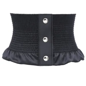 Mujer ancho cinturón elástico cintura corsé negro vestido accesorio decorativo moda