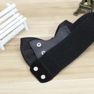 Women Fashion Bow Elastic Wide Waist Belt Black Cinch Dress Corset Belt Decor Main Shot