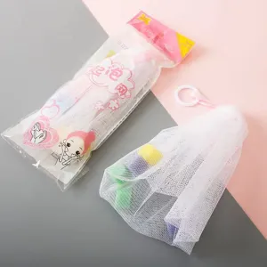 Japanese foaming net soap bag with sponge granules for facial cleansing rich lather detail view