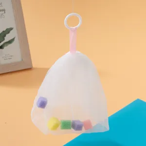 Japanese ring sponge foaming net for facial cleanser, soap bag with colorful sponge beads.