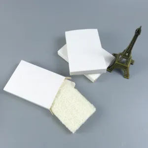 Natural loofah bath sponge flattened scrubber in white box eco friendly body scrubber