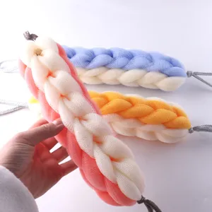 Zweifarbig Geflechter Mesh Badeschwamm Schrubber Weich Peeling Körper Luffa Duschschwamm mit Aufhängekordel für Tägliche Reinigung