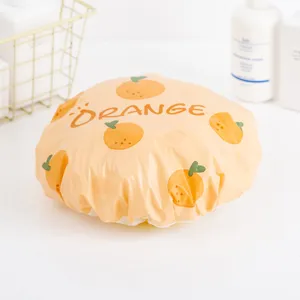 Wasserdichte EVA Duschhaube für Damen, süßer Orangen Frucht Druck Bademütze, Küchenhaube.