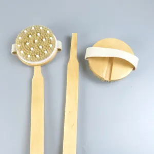 Houten badborstel set met natuurlijke borstelharen, exfoliërende lichaamsborstel voor SPA.
