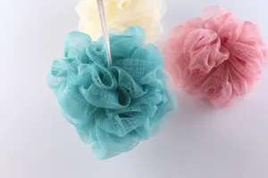 Colorful mesh shower puff set, PE material bath sponge body scrubber, gentle exfoliating loofah