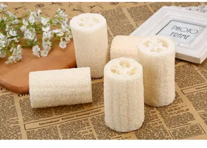 Natural loofah body scrubber plant fiber exfoliating sponge set for daily shower bath cleaning.