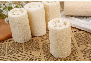 Natural plant fiber loofah bath sponge for exfoliating body scrubber, eco-friendly shower tool.