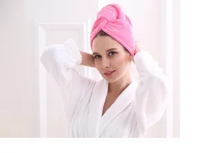 Toalla de microfibra para secar el pelo turbante secado rápido mujer suave absorbente