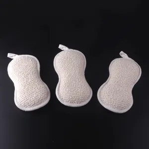 Peanut Shape Bath Sponge Exfoliating Scrub Sponge Handheld Bath Towel Sponge Bathroom Cleaning Tool Milky White
