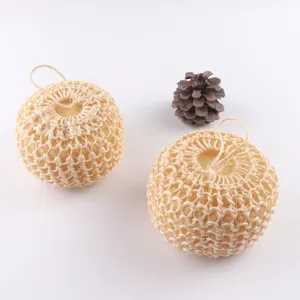 Bola de esponja de baño de sisal natural con esponja interior, exfoliante corporal ecológico