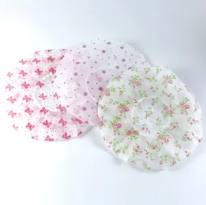 Cuffie doccia impermeabili in PE ispessito con graziosi motivi floreali, a fiocco e a pois per bagno.