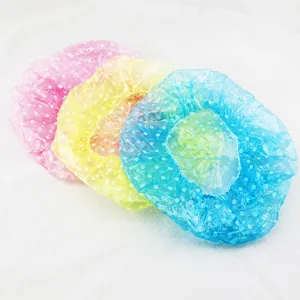 Disposable shower caps waterproof elastic hair caps set of three for travel and bath home use