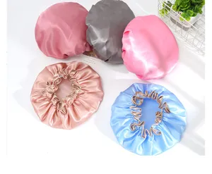 Wasserdichte Satin Duschhaube für Haarpflege, weiche elastische Schlafhaube Damen.