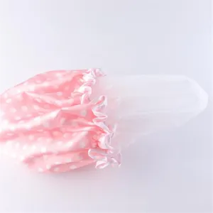 Cuffia doccia rosa a pois impermeabile a doppio strato per donna bagno casa