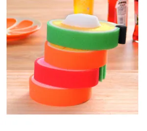 Sweet fruit shape cleaning sponge kitchen dishwashing thick scrub pad for washing dishes