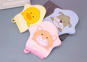 Cute cartoon animal baby bath gloves soft newborn bath mitts set for kids daily showering