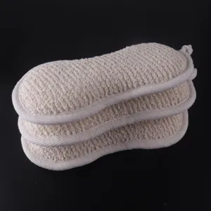 Peanut shaped bath sponge exfoliating mitt ramie body scrubber set for daily shower and spa.