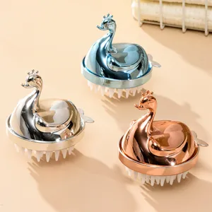 Handheld Silicone Shampoo Brush Scalp Massage Comb Head Massager PP Plastic Hair Washing Brush for Bathroom Daily Use