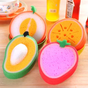 Sweet Fruit Cleaning Sponge Wipe Thickened Dishwashing Scouring Pad Cute Cartoon Kitchen Cleaning Tool