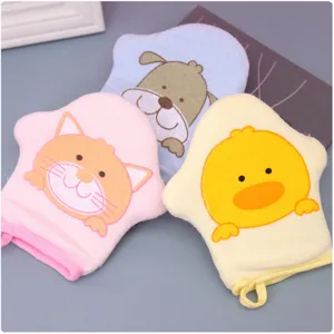 Newborn Baby Bath Gloves Ultra Soft Cartoon Animal Bath Towel Cute Children Bath Sponge Cleaning Mittens