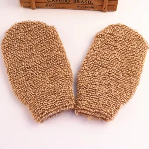 Natürliche Pflanzenfaser Peeling Badeduschhandschuhe für sanfte Körpermassage und Hautpflege.