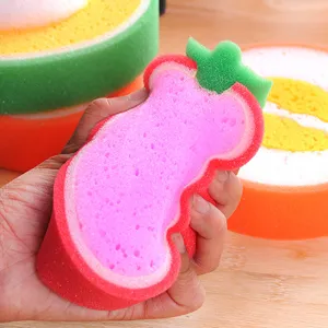 Cute fruit cleaning sponge dishwashing cloth strong decontamination kitchen thickened scouring pad
