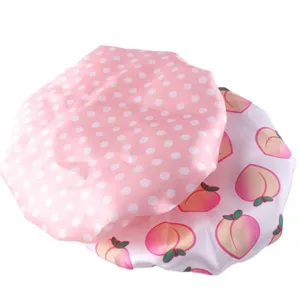Cuffia Doccia Impermeabile a Doppio Strato Cuffia da Bagno Riutilizzabile Protettore per Capelli Elastico Pois Cuffia da Bagno Per Donne