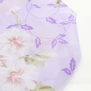 Purple floral waterproof shower cap for women hair protection bath and daily kitchen use