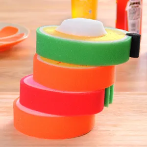 Cute fruit kitchen cleaning sponge for dishwashing, thick scouring pad, strong cleaning.