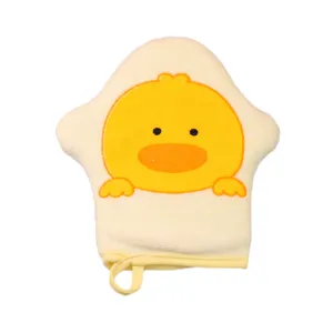 Newborn baby bath mitt soft cartoon duck shower sponge for kids daily gentle cleaning main view