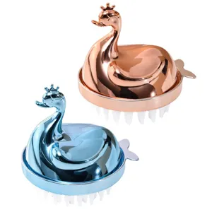 Crown duck silicone scalp massage brush handheld shampoo comb for hair washing and relaxing.