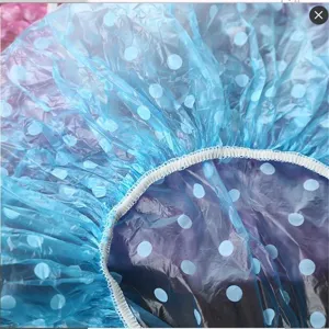 Disposable polka dot shower cap waterproof elastic bath cap for travel hotel bathroom use