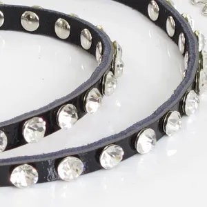 Women genuine leather thin belt sparkly rhinestone fashion waist chain elegant accessory