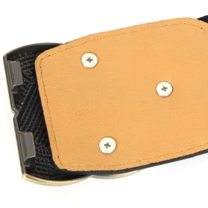 Women vintage elastic wide waist belt buckle detail retro decorative waist seal black brown