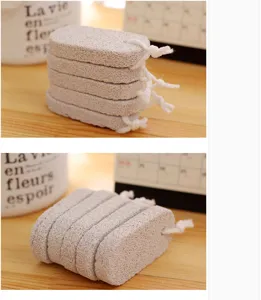 Close up details of natural volcanic pumice stones for foot exfoliation with hanging cord.