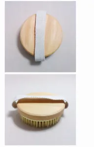 Runde Holz-Badebürste mit Griffgurt, natürliche Borsten Körperbürste für die Dusche.