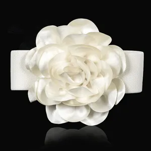 Ceinture Large Élastique à Fleur Oversize en Mousseline pour Femme Accessoires Décoratifs pour Robe Décontractée