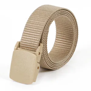 Men tactical nylon belt with durable plastic buckle casual canvas waist belt for outdoor sports