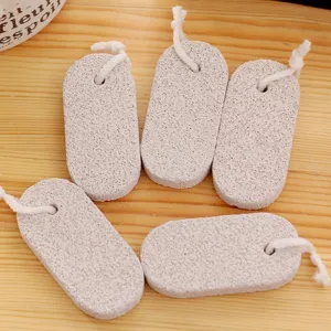 Natural Volcanic Stone Pumice Foot Exfoliating Scrub Stone Oval Dead Skin Remover Tool With Hanging Rope For Bath Care