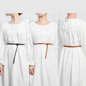 Women Casual Faux Leather Thin Belt Versatile Decorative Waist Belt For Dress And Coat Fashion Daily Accessory