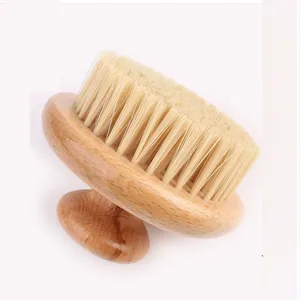 Brosse de corps en bois avec manche rond pour douche et massage, brosse de bain écologique.