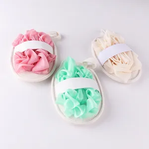 Tampone esfoliante per il corpo in luffa naturale con cinturino elastico da bagno