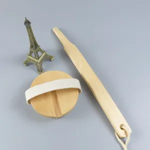 Houten badborstel detailweergave, natuurlijke haren exfoliërende SPA lichaam massager set.