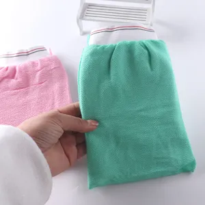 Guante de Exfoliación Doble Capa Scrub Limpieza Corporal Ducha Unisex Verde Rosa