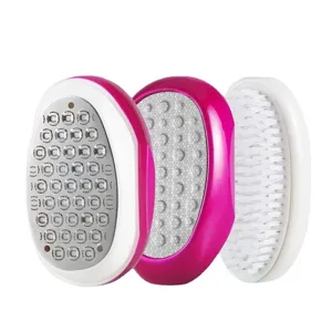 3-in-1 foot file and callus remover with nano stainless steel, abrasive surface, and brush.