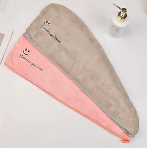 Korallen-Fleece Schnelltrocknendes Haartuch Doppellagig Saugfähig Duschhaube für Damen