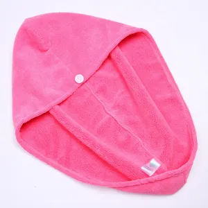Gorro turbante de microfibra para secar el cabello rosa toalla absorbente de secado rápido